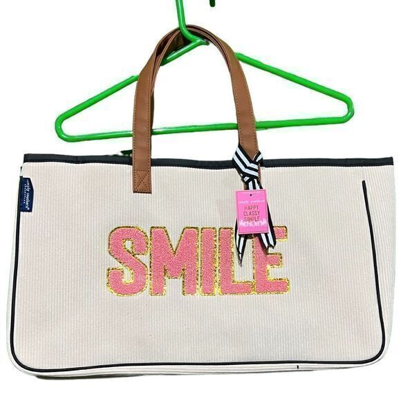 NWT Simply Southern “Smile” Corduroy Sparkle Tote Bag - Picture 2 of 6